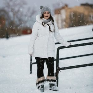 White winter down coat